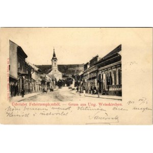 1903 Fehértemplom, Ung. Weisskirchen, Bela Crkva; Fő utca, templom. Th. Hepke / main street...