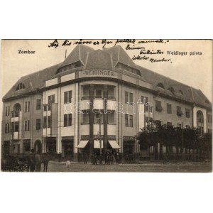 1915 Zombor, Sombor; Weidinger palota, csemege, fűszer és konzervek üzlete / shop