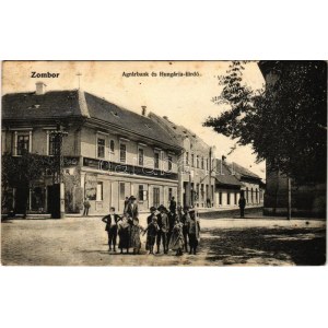 1914 Zombor, Sombor; Agrárbank és Hungária fürdő, Bács megyei Agrár Takarékpénztár Részvény-Társaság...