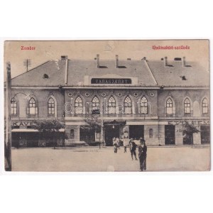 1908 Zombor, Sombor; Vadászkürt szálloda., étterem és kávéház / hotel, restaurant and cafe (ázott / wet damage...