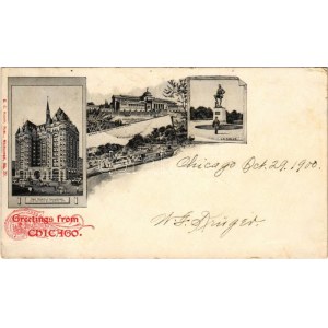 1900 Chicago (Illinois), The Temple Building, tram, Field's Columbian Museum, Grand Boulevard South Park, La Salle. E...
