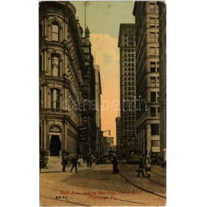 Pittsburgh (Pennsylvania), Sixth Ave. looking East from Liberty Ave., Mechants Bank, US Army Recruiting Station (...