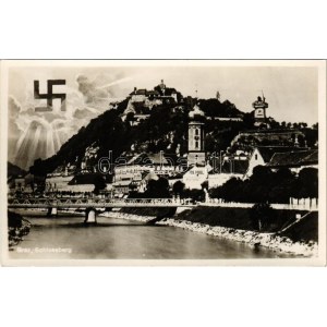 Graz, Schlossberg, Jos. Sobel - Nazi swastika montage