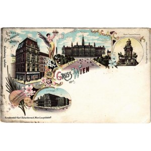 1900 Wien, Vienna, Bécs; Rathaus, Maria Theresia Denkmal, K.k. Hofoper, Sigmund Ernst Luxus und Galanteriewaaren ...