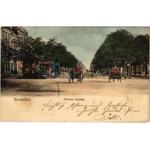 1901 Bruxelles, Brussels; Avenue Louise / street view, tram (fl)