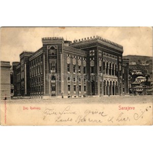 1902 Sarajevo, Das Rathaus / town hall + K. und K. Milit. Post Sarajevo (Rb)
