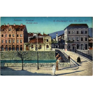 Sarajevo, Appelquai / Apelova obala, Attentatsort vom 28. Juni 1914. ...