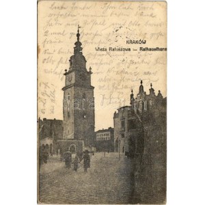 1914 Kraków, Krakkó, Krakau; Wieza Ratuszowa / Rathausthurm / town hall tower + K.k. Landsturmmarschbaon Nr. 20. 1...