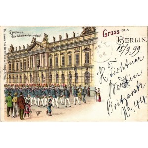 1899 (Vorläufer) Berlin, Zeughaus. Die Schlosswache zieht auf / armory, castle guard. Dreifuss & Comp. Art Nouveau...