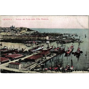 Genova, Genoa; Veduta del Porto dalla Villa Rosazza / port