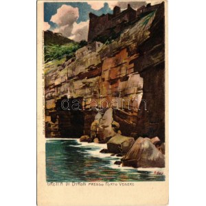 Portovenere, Grotta di Byron presso Porto Venere. Künstler-Heliocolorkarte No. 2788. von Ottmar Zieher. litho s: P...
