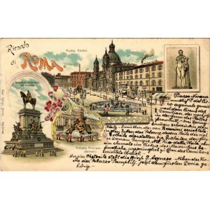 1900 Roma, Rome; Piazza Navona, Monumento a G. Garibaldi, Fontana Principale (Bernini) / square, monument, fountain...