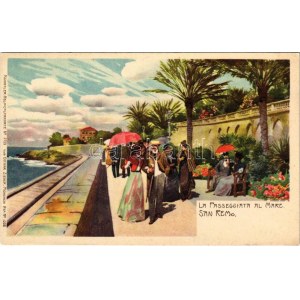 Sanremo, San Remo; La Passeggiata al Mare / seaside promenade. Künstler-Heliocolorkarte No. 2759. von Ottmar Zieher...