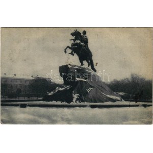 1923 Saint Petersburg, St. Petersbourg, Petrograd; Denkmal Peter d. G. / monument in winter (EK)