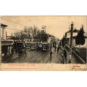 1910 Braila, Intalnirea Tramvaielor in Str. Galati / street view, trams (fl)