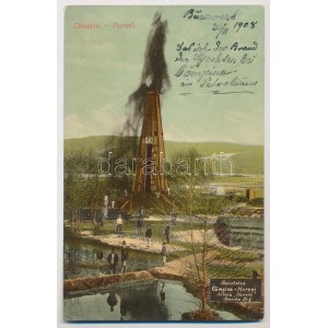 1908 Moreni, Societatea Campina-Moreni, Schela Moreni, Sonda No. 1. / oil field, oil well, oil rig (EK...