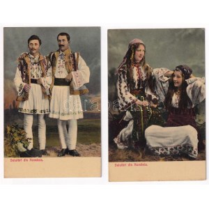 Salutari din Romania - 2 pre-1945 folklore postcards (Ad. Maier & D. Stern)