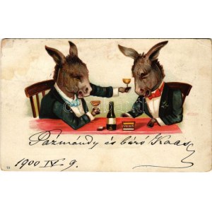 1900 Részeg szamarak / Drunk donkeys. litho (Rb)
