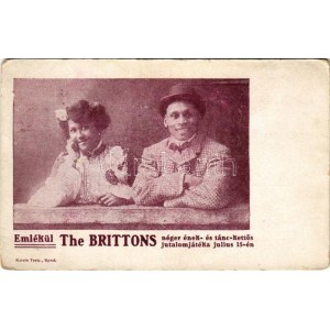 Emlékül. The Brittons néger ének- és tánc-kettős jutalomjátéka július 15-én. Korvin Testvérek kiadása / Circus artists...