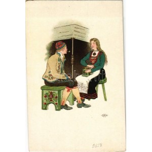 Folklore art postcard. litho (EK)