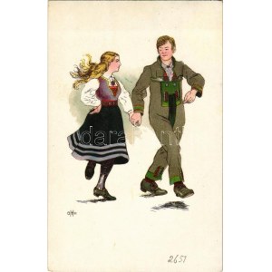 Folklore art postcard. litho