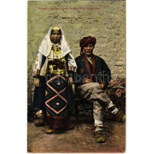 1918 Bauernpaar aus dem Nordwesten Bosniens / Északnyugati bosnyák pár / Bosnian folklore + K.u.k. Milit. Post...