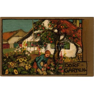 Dorfgarten. Meissner & Buch Künstler-Postkarten Serie 1329. Dorfleben litho s: E. W.