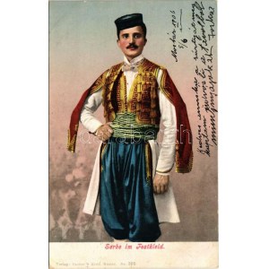 1905 Serbe im Festkleid / Serbian folklore, man in festive clothes (EK)