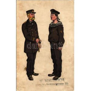 K.u.K. Kriegsmarine Matrosen / WWI Austro-Hungarian Navy mariner art postcard (r)