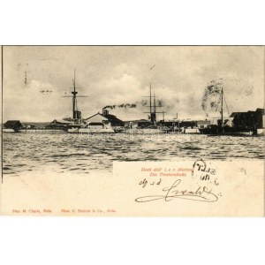 1900 Pola, Pula; K.u.K. Kriegsmarine Trockendocks / Osztrák-magyar haditengerészeti dokkja / Dock dell' i.e.r. Marino ...