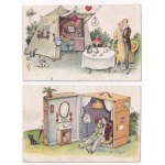 4 db RÉGI humoros motívum képeslap / 4 pre-1945 humour motive postcards