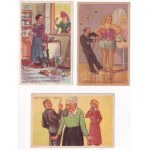 6 db régi magyar humoros képeslap: anyós és házaspár / 6 pre-1945 Hungarian humorous postcards: mother-in...