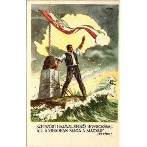 1939 Szétszórt hajával, vérző homlokával áll a viharban maga a magyar. Kiadja az Ereklyés Országzászló Nagybizottsága ...