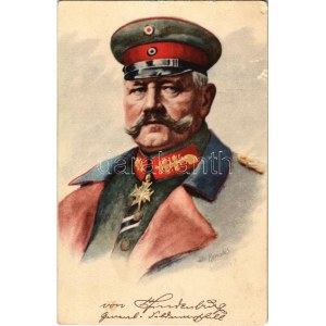 General Feldmarschall v. Hindenburg / German military art postcard, Field Marshal Hindenburg (felületi sérülés ...
