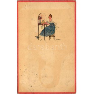 1922 Lady art postcard. Serie 14-3. s: Anny Tekauz (EB)