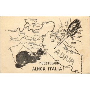 Pusztuljon álnok Itália! Első világháborús katonai olaszellenes propaganda. Nyomta Kunstädter Vilmos ...