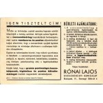 1946 Béreljen csecsemőmérleget! Rónai Lajos egészségügyi szaküzlet reklámja. Budapest, Somogyi Béla út 4. ...