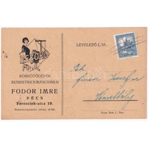1933 Rekord körkötőgépek. Fodor Imre, Pécs, Ferenciek utca 19. reklám / Rundstrickmaschinen (EK...