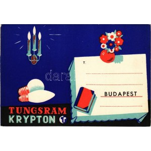 Tungsram Krypton reklám / Hungarian light bulb advertisement postcard s: Macskássy (EK)