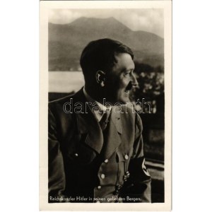 Reichskanzler Hitler in seinen geliebten Bergen / Adolf Hitler. NSDAP German Nazi Party propaganda, swastika + ...