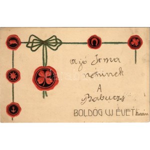 1902 Boldog Újévet! / New Year greeting art postcard. B.R.W. 266. Art Nouveau, Emb. litho (EK)
