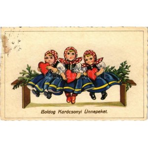 1936 Boldog karácsonyi ünnepeket! / Christmas greeting, Hungarian folklore (fa)