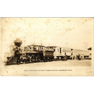 Dearborn (Michigan), early type train at Smith Creek Station, locomotive / Sam Hill Atlantic & Gulf R.R...