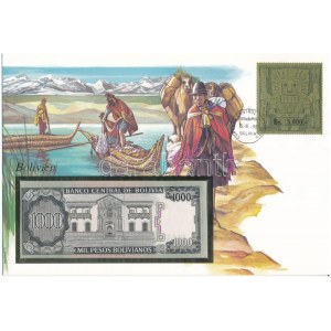 Bolívia 1982. 1000P felbélyegzett borítékban, bélyegzéssel T:I Bolivia 1982...