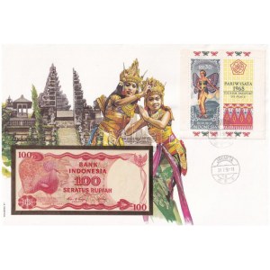 Indonézia 1984. 100R felbélyegzett borítékban, bélyegzéssel T:I Indonesia 1984...