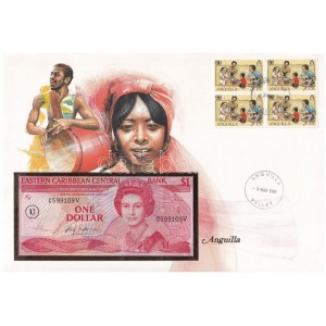 Kelet-Karibi Államok / Anguilla 1985-1988. 1$ felbélyegzett borítékban, bélyegzéssel T:I Eastern Caribbean States ...