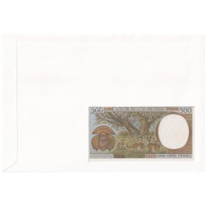 Közép-Afrika / Kongó bankjegyes pecsételt és bélyeges boríték benne Kamerun 1993-2002. 500Fr T:I Central Africa ...