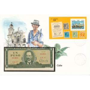 Kuba 1982. 1P felbélyegzett borítékban, bélyegzéssel T:I Cuba 1982. 1 Peso in envelope with stamp and cancellation C...