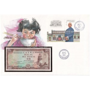 Makaó 1984. 10P borítékban, alkalmi bélyeggel bélyegzésekkel T:I Macau 1984. 10 Patacas in envelope with stamps C...