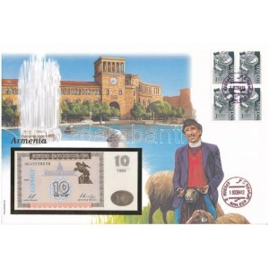 Örményország 1993. 10D felbélyegzett borítékban, bélyegzéssel T:I Armenia 1993...
